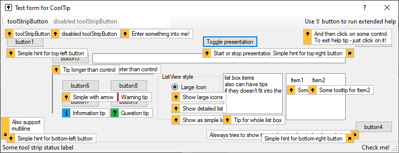 Custom tool tips (hints) for WinForms